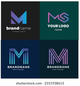 Conjunto de Plantilla de logotipo de letra M degradado