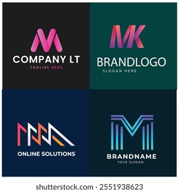 Conjunto de Plantilla de logotipo de letra M degradado