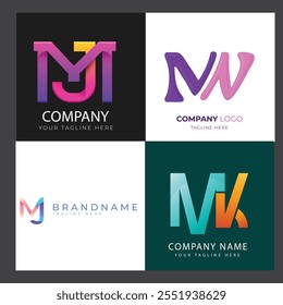 gradient m letter logo template set