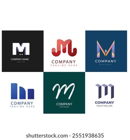 Conjunto de Plantilla de logotipo de letra M degradado