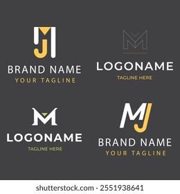 gradient m letter logo template set