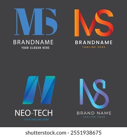 gradient m letter logo template set