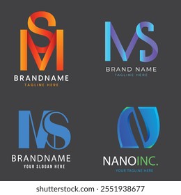 gradient m letter logo template set