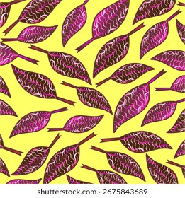 Gradient magenta leaf pattern. Leaf magenta gradient background. Hand drawn of gradient magenta leaf icon. Minimalist set leaf magenta gradient. Leaves set vector design.