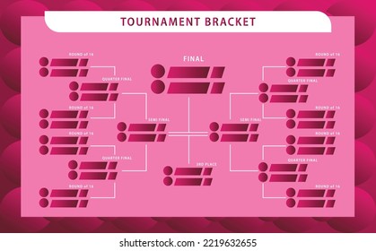 Gradient magenta theme colored tournament table. Tournament bracket blank template with decoration.