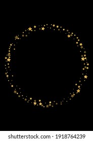 Gradient Magic Confetti Texture. Dark Star Illustration. Yellow Sequin Luxury Background. Golden Glitter Design.