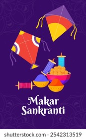 Ilustración de Anuncio de Vertical india de gradiente Makar Sankranti