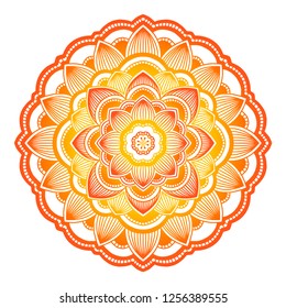 Gradient mandala. Circle ethnic ornament. Hand drawn traditional indian round element. Spiritual meditation yoga henna theme. Unique print. Template for design