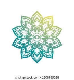 Mandala de degradado o decoración oriental en el diseño de ilustración de vector de fondo blanco