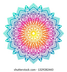 Gradient  mandala isolated on white  background.  Hand-drawn illustration. Vector.