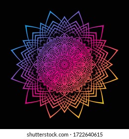 Mandala degradada sobre fondo negro