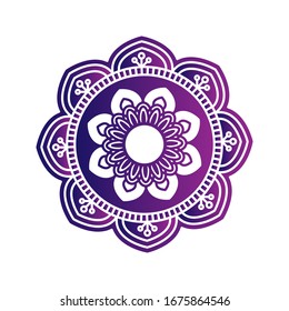 gradient mandala on white background. Flower Mandala. Flower icon trendy design template. Abstract mandala graphic design.
