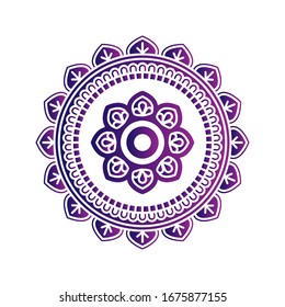 mandala degradada sobre fondo blanco. Flor Mandala. Plantilla de diseño de moda para iconos de flores.Diseño gráfico abstracto de mandala.