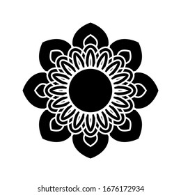 gradient mandala on white background. Flower Mandala. Flower icon trendy design template. Abstract mandala graphic design.