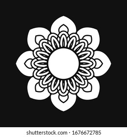mandala degradada sobre fondo blanco. Flor Mandala. Plantilla de diseño de moda para iconos de flores.Diseño gráfico abstracto de mandala.