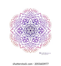 Mandala degradada sobre fondo blanco. Elementos vectores de vintage y paisley. Motivos tradicionales, turcos e indios. Ideal para tejidos y textiles, papel pintado, embalaje o cualquier idea deseada.