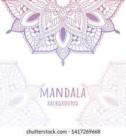 Gradient mandala, oriental floral pattern, meditative pattern on a white background