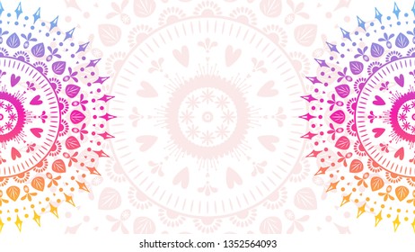 Gradient mandala ornament background. Vector folk illustration. For yoga, design, textile, fabric.