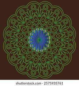 Gradient mandala. Vector boho mandala colors. Mandala with floral patterns. Yoga