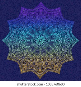 Gradient mandala. Vintage, paisley elements. Ornament. Traditional, Ethnic, Turkish, Indian motifs. Great for fabric and textile, wallpaper, packaging or any desired idea. 
