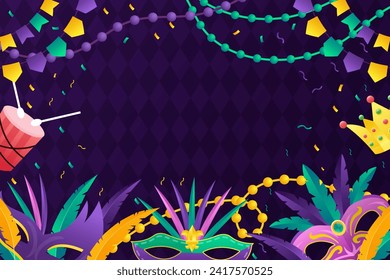 ilustración de fondo de degradado mardi gras con área de copia