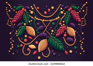 gradient Mardi gras beads illustration, beautiful background concept.
