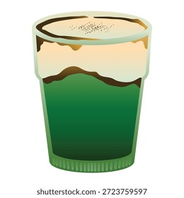 O gradiente combina um café com um ícone de Vidro Claro, isolado no fundo branco. Ilustração vetorial, ícones de desenho animado plano.