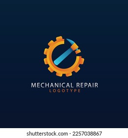 gradient mechanical engineering logo template