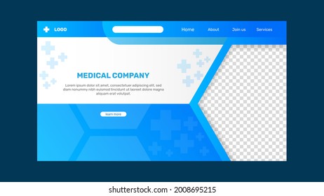 Gradient medical landing page. -  Vector.