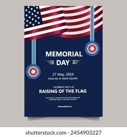 Gradient memorial day USA vertical poster template