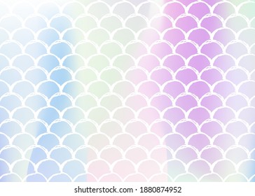 Gradient mermaid background with holographic scales. Bright color transitions. Fish tail banner and invitation. Underwater and sea pattern for girlie party. Spectrum backdrop with gradient mermaid.