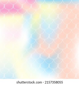 Gradient mermaid background with holographic scales. Bright color transitions. Fish tail banner and invitation. Underwater and sea pattern for girlie party. Multicolor backdrop with gradient mermaid.