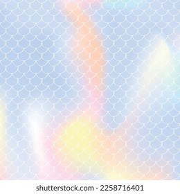 Gradient mermaid background with holographic scales. Bright color transitions. Fish tail banner and invitation. Underwater and sea pattern for girlie party. Pearlescent backdrop with gradient mermaid.