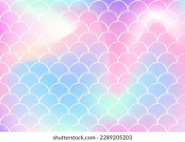 Gradient mermaid background with holographic scales. Bright color transitions. Fish tail banner and invitation. Underwater and sea pattern for girlie party. Vibrant backdrop with gradient mermaid.