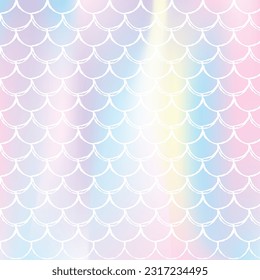 Gradient mermaid background with holographic scales. Bright color transitions. Fish tail banner and invitation. Underwater and sea pattern for girlie party. Bright backdrop with gradient mermaid.