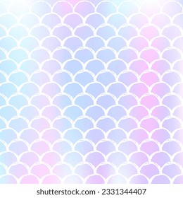 Gradient mermaid background with holographic scales. Bright color transitions. Fish tail banner and invitation. Underwater and sea pattern for girlie party. Spectrum backdrop with gradient mermaid.