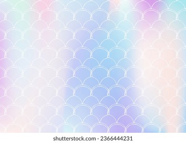 Gradient mermaid background with holographic scales. Bright color transitions. Fish tail banner and invitation. Underwater and sea pattern for girlie party. Plastic backdrop with gradient mermaid. - Shutterstock ID 2366444231