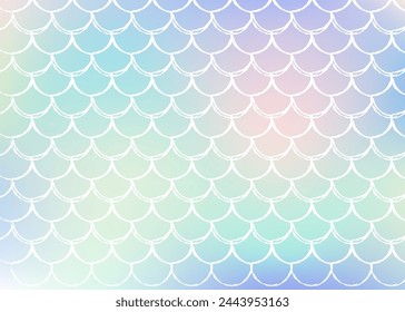 Gradient mermaid background with holographic scales. Bright color transitions. Fish tail banner and invitation. Underwater and sea pattern for girlie party. Neon backdrop with gradient mermaid.