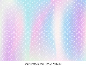 Gradient mermaid background with holographic scales. Bright color transitions. Fish tail banner and invitation. Underwater and sea pattern for girlie party. Creative backdrop with gradient mermaid.