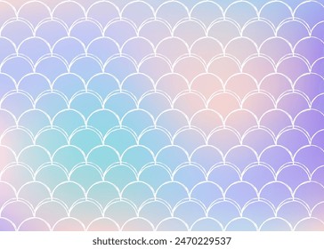 Gradient mermaid background with holographic scales. Bright color transitions. Fish tail banner and invitation. Underwater and sea pattern for girlie party. Pearlescent backdrop with gradient mermaid.