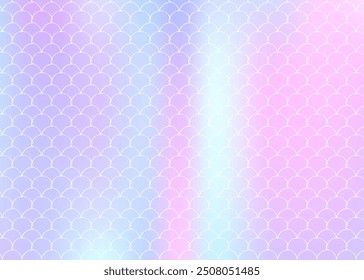 Gradient mermaid background with holographic scales. Bright color transitions. Fish tail banner and invitation. Underwater and sea pattern for girlie party. Creative backdrop with gradient mermaid.
