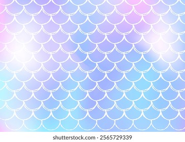 Gradient mermaid background with holographic scales.