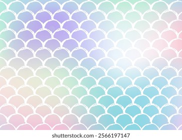 Gradient mermaid background with holographic scales.