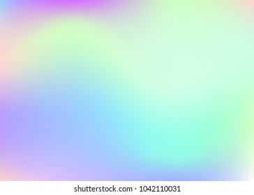 Gradient mesh abstract background. Bright holographic backdrop with gradient mesh. 90s, 80s retro style. Pearlescent graphic template for brochure, flyer, poster design, wallpaper, mobile screen.
