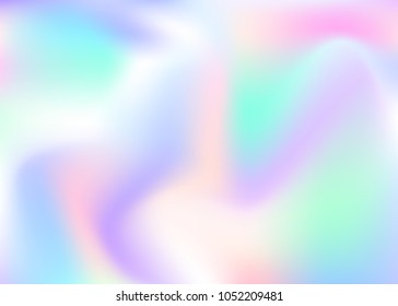 Gradient mesh abstract background. Bright holographic backdrop with gradient mesh. 90s, 80s retro style. Iridescent graphic template for brochure, flyer, poster design, wallpaper, mobile screen.