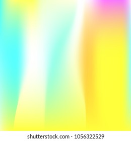Gradient mesh abstract background. Bright holographic backdrop with gradient mesh. 90s, 80s retro style. Pearlescent graphic template for brochure, flyer, poster design, wallpaper, mobile screen.