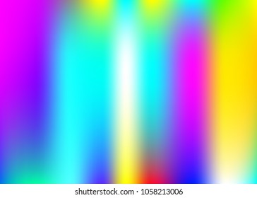 Gradient mesh abstract background. Bright holographic backdrop with gradient mesh. 90s, 80s retro style. Iridescent graphic template for brochure, flyer, poster design, wallpaper, mobile screen.