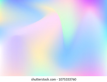 Gradient mesh abstract background. Bright holographic backdrop with gradient mesh. 90s, 80s retro style. Pearlescent graphic template for brochure, banner, wallpaper, mobile screen.