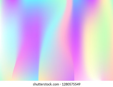 Gradient mesh abstract background. Bright holographic backdrop with gradient mesh. 90s, 80s retro style. Iridescent graphic template for book, annual, mobile interface, web app.