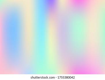 Gradient mesh abstract background. Bright holographic backdrop with gradient mesh. 90s, 80s retro style. Pearlescent graphic template for brochure, banner, wallpaper, mobile screen.